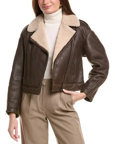 Brunello Cucinelli Sheepskin Leather Jacket In Brown