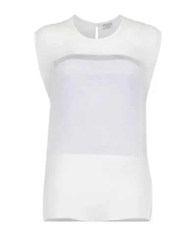 Brunello Cucinelli Sheer-design Tank Top Set In White