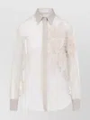 Brunello Cucinelli Sheer Fabric Embroidered Shirt With Pointed Collar