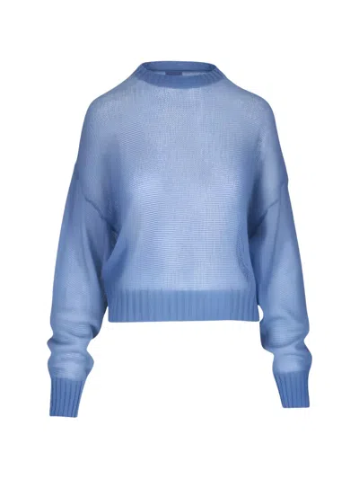 Brunello Cucinelli Sheer Fine-knit Sweater In Blue