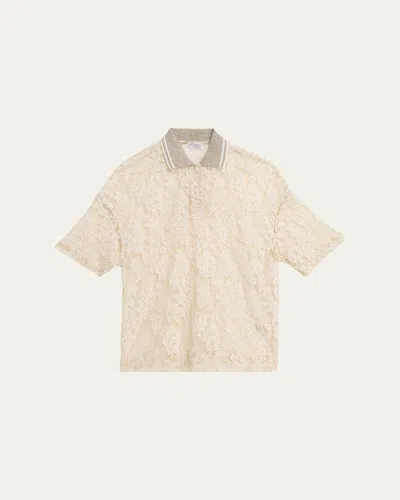 Brunello Cucinelli Sheer Floral Lace Blouse In Brown