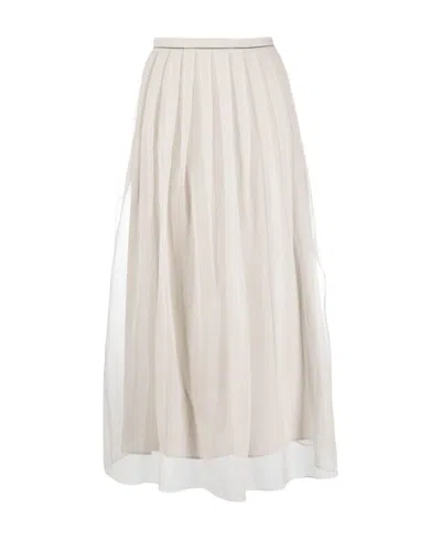 Brunello Cucinelli Sheer-layered Maxi Skirt In Nude