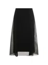 Brunello Cucinelli Sheer Panel A-line Skirt In Black