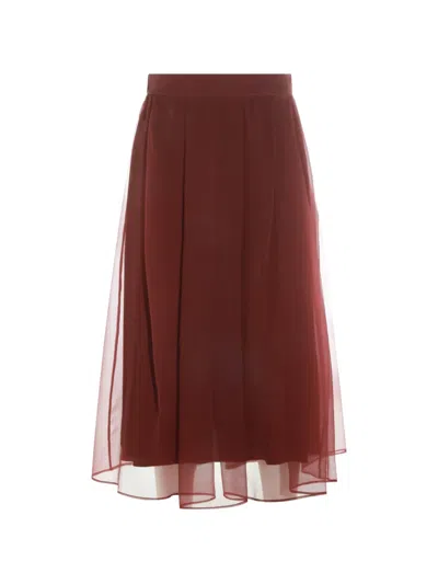 Brunello Cucinelli Sheer Pleated Skirt In Multi