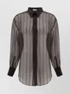 Brunello Cucinelli Sheer Silk Shirt Sequin Embellishments In Brown
