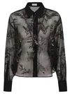 Brunello Cucinelli Sheer Silk Shirt With Intricate Leaf Patterns In Black
