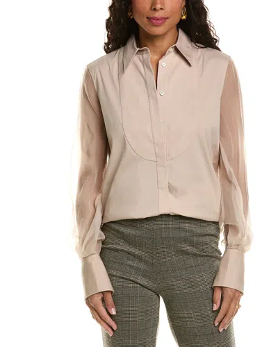 Brunello Cucinelli Sheer Sleeve Blouse In Brown