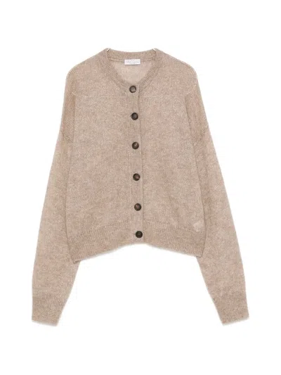 Brunello Cucinelli Sheer-knit Button-up Cardigan In Neutral