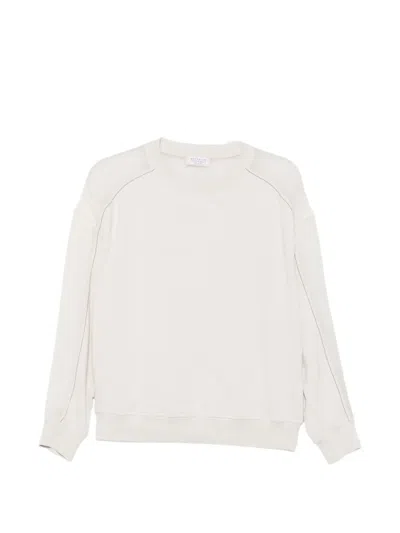 Brunello Cucinelli Sheer-panel Monili-chain Sweatshirt In Black