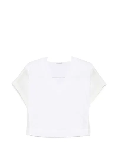 Brunello Cucinelli Sheer-panel V-neck T-shirt In White