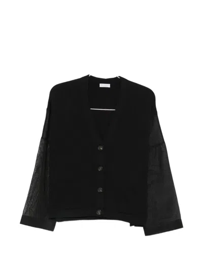 Brunello Cucinelli Sheer-sleeve Cardigan In Black