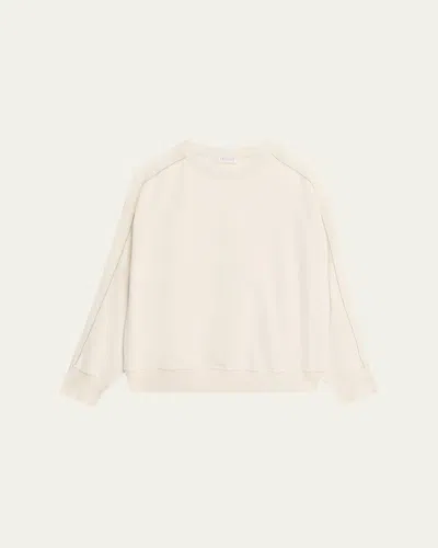 Brunello Cucinelli Sheer-sleeve Sweatshirt In White