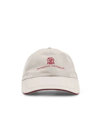 Brunello Cucinelli Shell Cap With Embroidered Logo In White