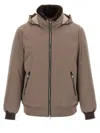 Brunello Cucinelli Sherling Neck Bomber Jacket Puffer Jackets Gray In Brown