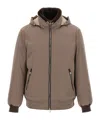 Brunello Cucinelli Sherling Neck Bomber Jacket Puffer Jackets Gray In Brown