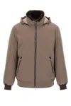 Brunello Cucinelli Sherling Neck Bomber Jacket Puffer Jackets Gray In Gray