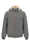 Brunello Cucinelli Sherling Neck Bomber Jacket In Gray