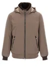 Brunello Cucinelli Sherling Neck Bomber Jacket Puffer Jackets Gray In Brown