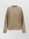 Brunello Cucinelli Paillette Lace Knit Crewneck Sweater