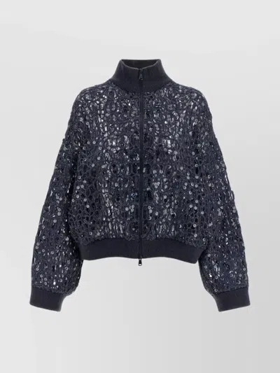 BRUNELLO CUCINELLI 'SHIMMERING CROC EMBROIDERY' KNIT CARDIGAN