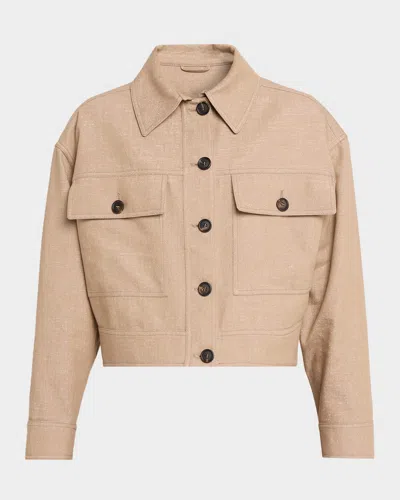 Brunello Cucinelli Shimmering Denim Jacket In Brown