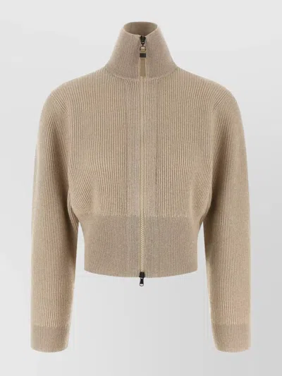 Brunello Cucinelli 'shimmering' High Collar Cropped Cardigan
