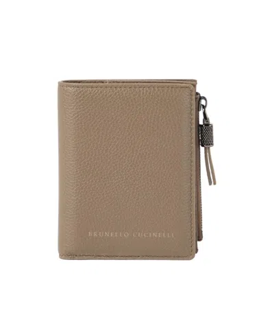 Brunello Cucinelli Shining Tab Wallet In Gray