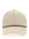 Brunello Cucinelli Beige Linen Shiny Band Baseball Cap