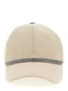 Brunello Cucinelli Beige Linen Shiny Band Baseball Cap In Beige