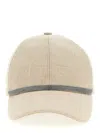 Brunello Cucinelli Beige Linen Shiny Band Baseball Cap