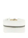 Brunello Cucinelli White Monile Solid Open Top Visor In White