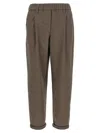 Brunello Cucinelli Elastic Waistband Trousers With Pockets And Loops In Brown