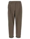 Brunello Cucinelli Elastic Waistband Trousers With Pockets And Loops In Brown