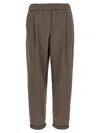 Brunello Cucinelli Elastic Waistband Trousers With Pockets And Loops In Brown
