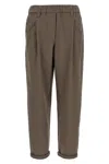 Brunello Cucinelli Elastic Waistband Trousers With Pockets And Loops In Gray