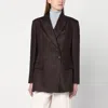 Brunello Cucinelli Women Shiny Linen Jacket With Shiny Details In Brown