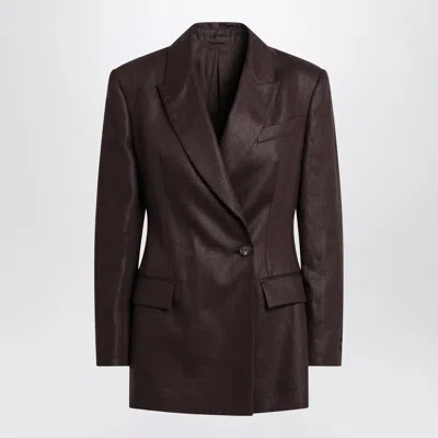 BRUNELLO CUCINELLI BRUNELLO CUCINELLI SHINY BROWN LINEN TWILL JACKET
