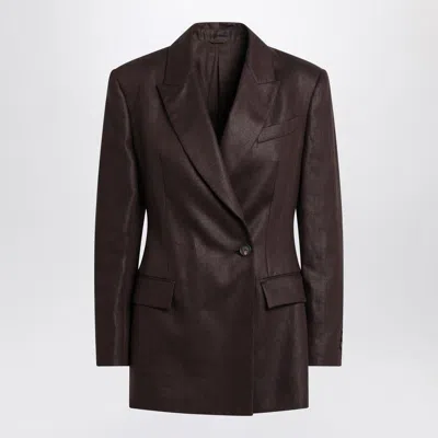 BRUNELLO CUCINELLI BRUNELLO CUCINELLI  SHINY BROWN LINEN TWILL JACKET