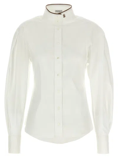 Brunello Cucinelli Shiny Collar Detail Shirt And Blouse White