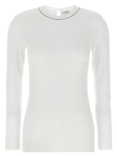 Brunello Cucinelli Shiny Collar' T-shirt In White
