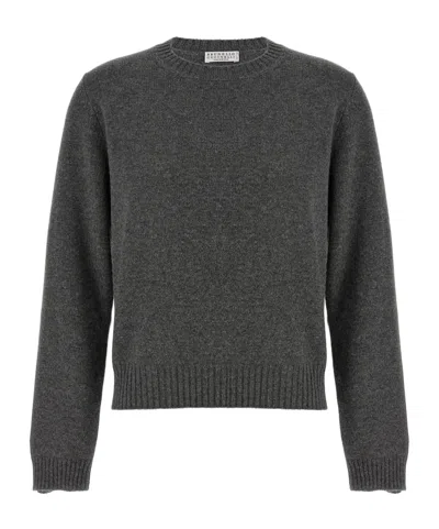 BRUNELLO CUCINELLI BRUNELLO CUCINELLI SHINY CUFF DETAILED KNITTED JUMPER