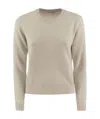 Brunello Cucinelli Women's Cashmere Sweater With Shiny Cuff Details In Nude
