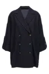 Brunello Cucinelli Shiny Cuff Details Coats And Trench Coats Blue