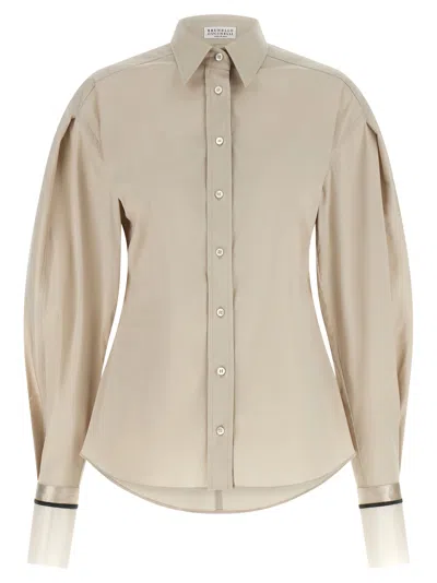 Brunello Cucinelli Shiny Cuffs Shirt In Neutral