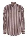 Brunello Cucinelli Bead-embellished Striped Cotton-sateen Shirt In Multi