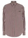Brunello Cucinelli Bead-embellished Striped Cotton-sateen Shirt In Multi