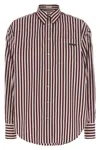 Brunello Cucinelli Bead-embellished Striped Cotton-sateen Shirt In Multi