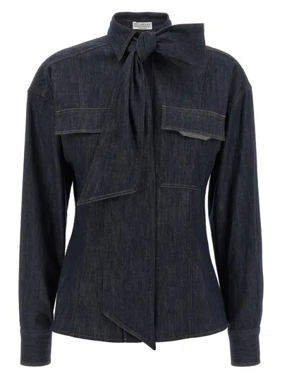 BRUNELLO CUCINELLI BRUNELLO CUCINELLI 'SHINY FLAP DETAIL' SHIRT