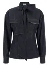 Brunello Cucinelli Bow Pocket Long Sleeve Shirt In Blue