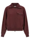 Brunello Cucinelli Shiny Flap Detail Sweatshirt Bordeaux In Burgundy